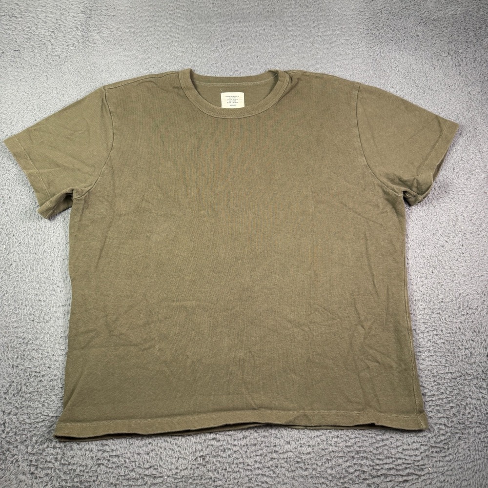 Buck Mason Field Spec Cotton Heavy Tee Shirt Mens 2XL Dark Olive Green Blank